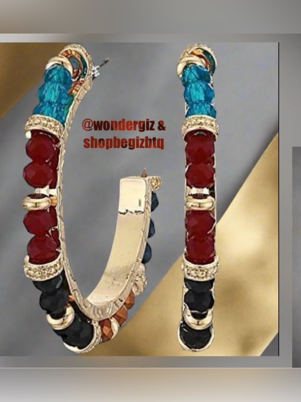 🔥🔥 Shashi Royals Gold Vermeil Eclectic Mix Bead Crystals Hoop Earrings